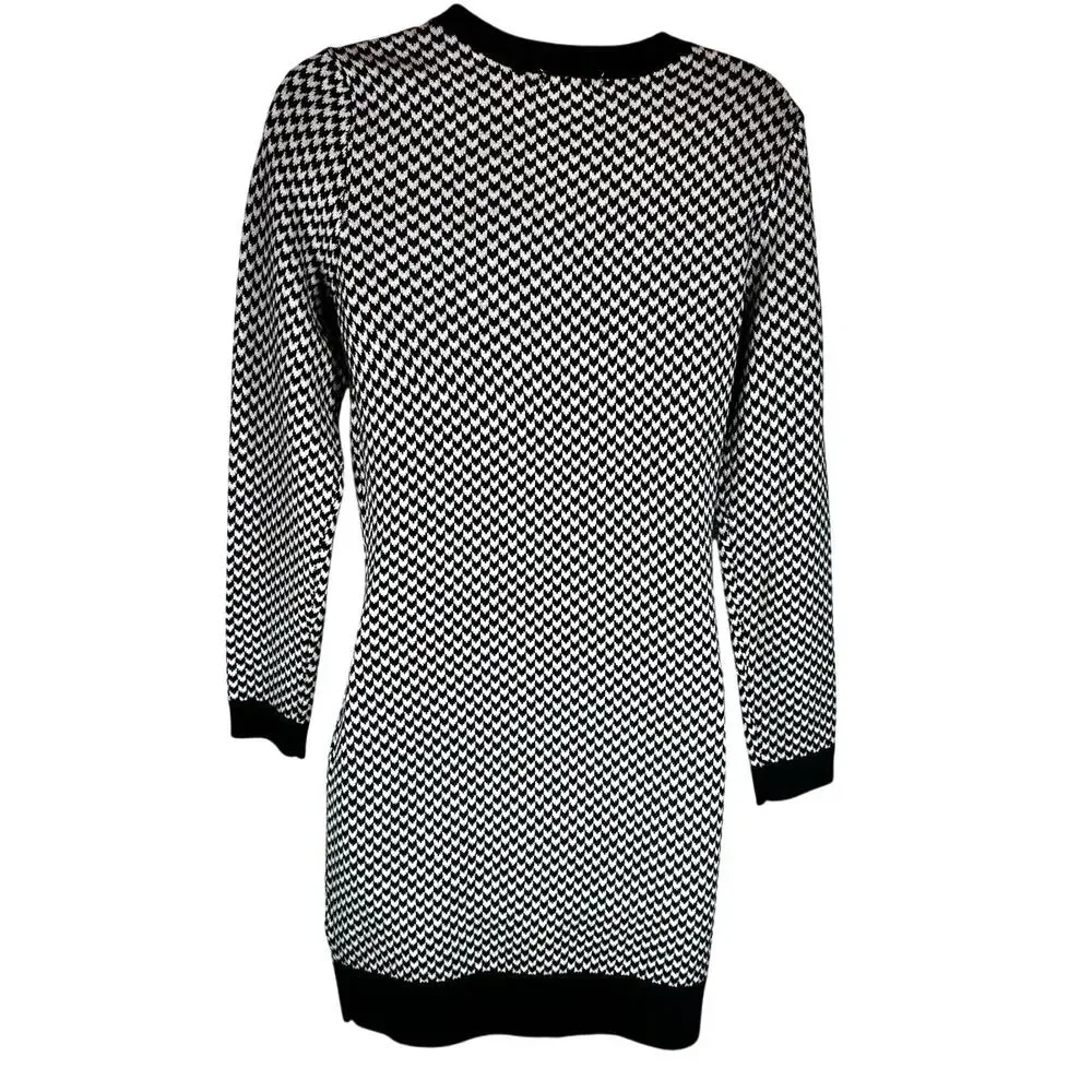 Joie xs black white cashmere sweater wool herringbone academia goth steampunk - Picture 4 of 11